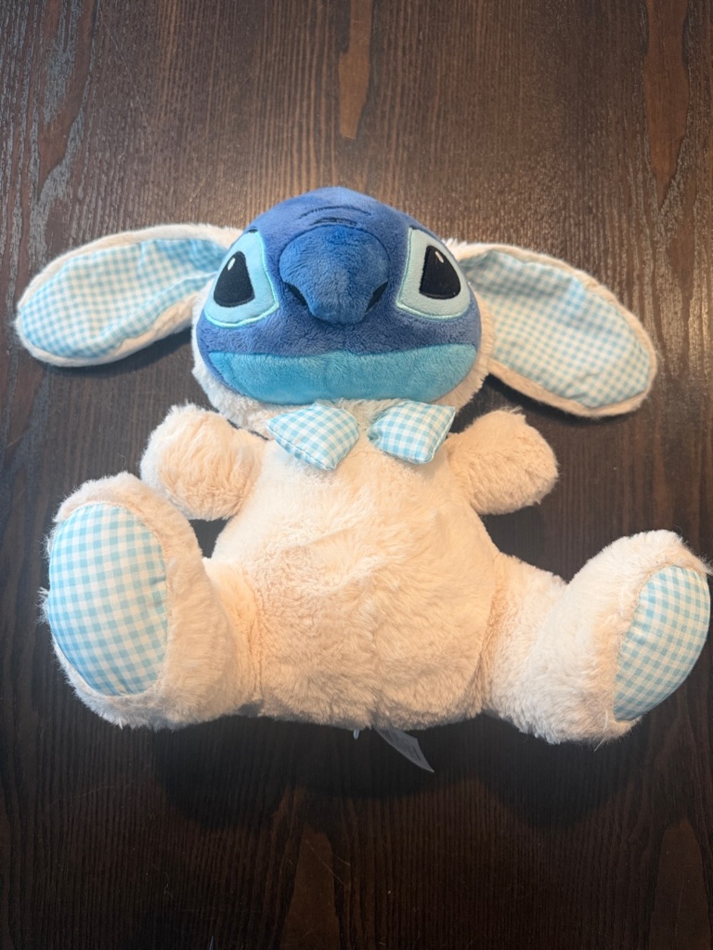 Disney Stitch Blue-Faced Bunny Plush with Cream Body and Gingham Accents
